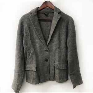 Ann Taylor Gray Merino Wool Notched Collar Blazer